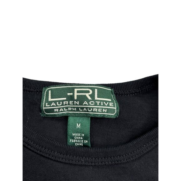 Vtg Y2K L-RL Lauren Active Ralph Lauren Black T-Shirt Tee M Embroidered Crest - Picture 4 of 5